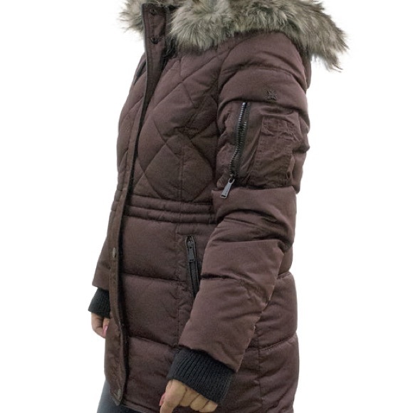 BCBGENERATION FAUX-FUR-TRIM COAT - CHIANTI XL - Picture 3 of 5